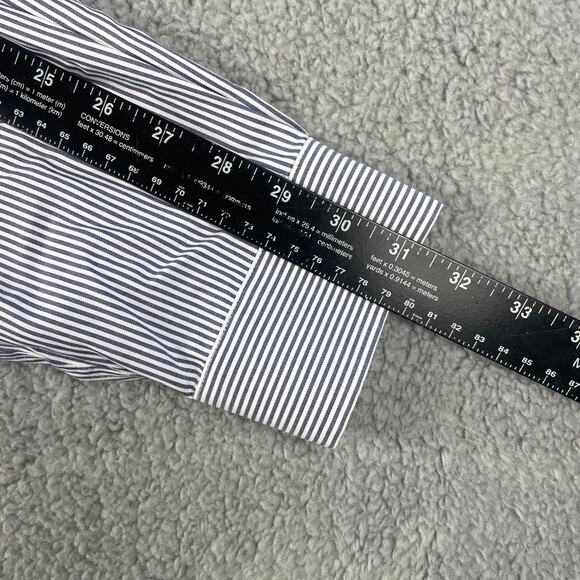 Eddie Bauer Men's Large Blue White Striped Cotton Long Sleeve Button Up Shirt - Picture 8 of 10